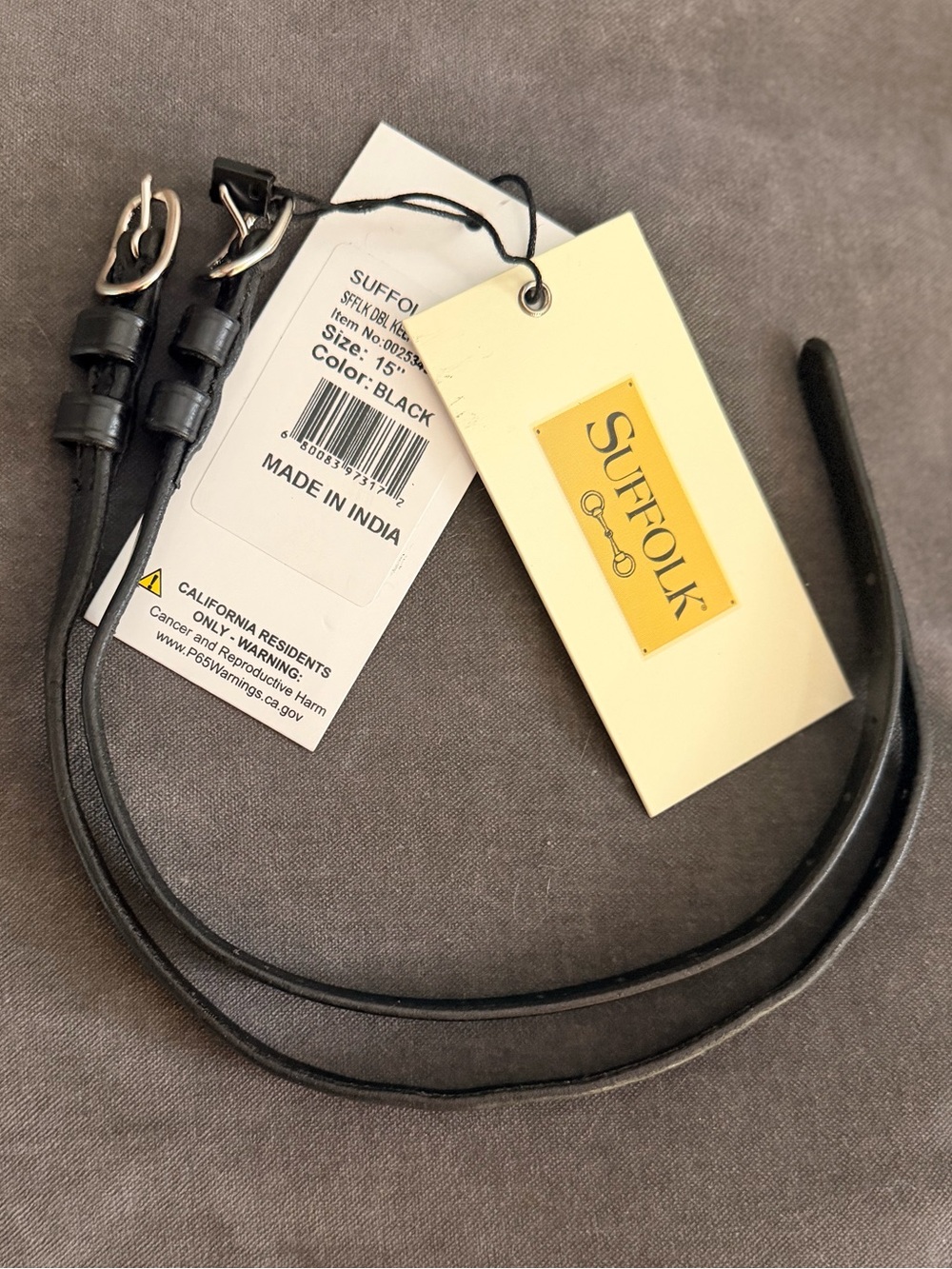 Suffolk Double Keeper Spur Straps Black Size 15” for Equestrian Horse Riding